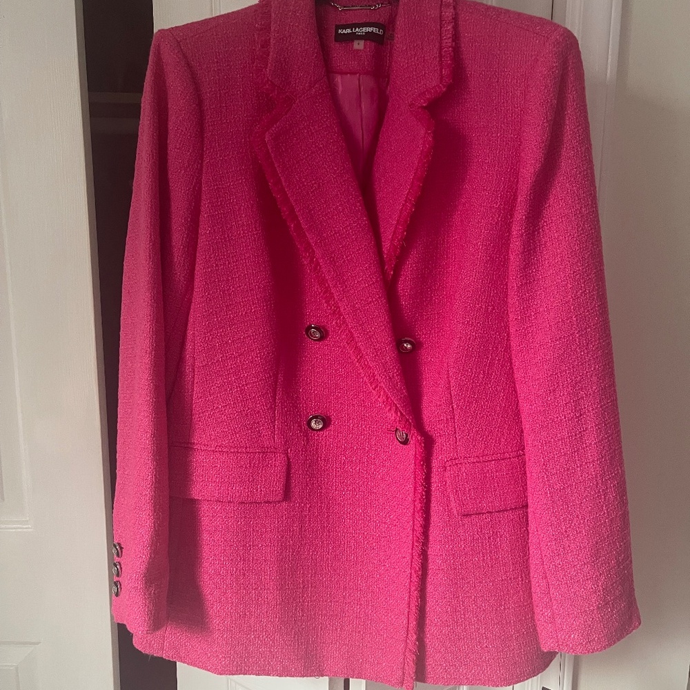 KARL LAGERFIELD PINK TWEED BLAZER